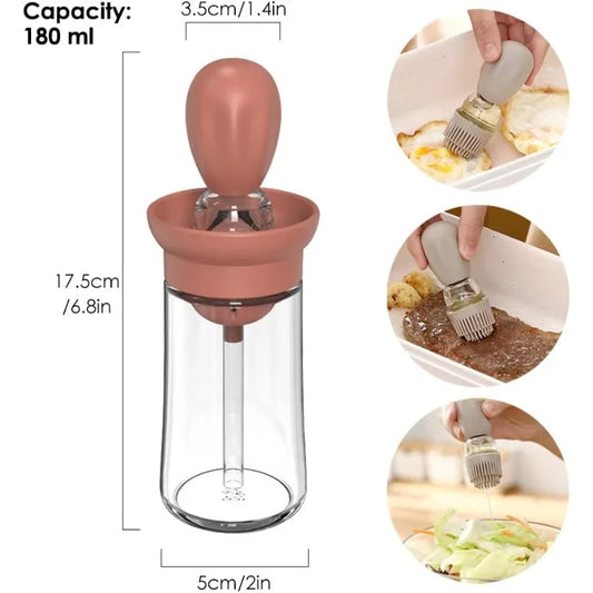 Portable Kitchen Oil Bottle Silicone Brush Control