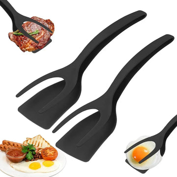 2 In 1 Shovel Clip Silicone Grip Flip Tongs